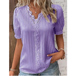 Load image into Gallery viewer, Women&#39;s Slim-Fit V-Neck Lace Blouse – Lightweight &amp; Stylish for Summer
