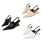 Women's Pointed Toe Leather Retro Pumps – Shop at OWNLUXE