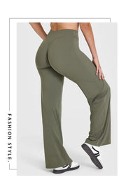 Women's Straight Leg Yoga Pants - Ultra Soft Mid-Waist Sports Trousers
