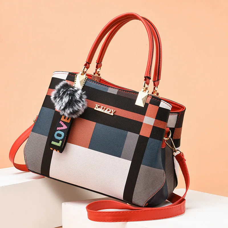 Elegant Designer Crossbody Handbag with Fur Pom-Pom | OWNLUXE