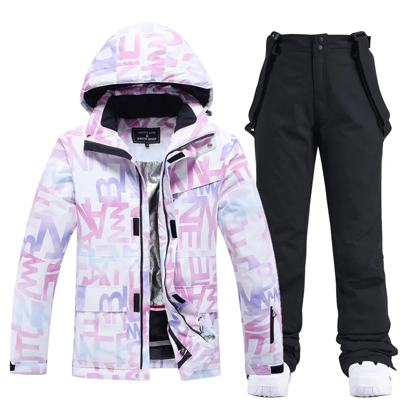 Women’s Thick Warm Ski Suit Set – Waterproof Winter Gear