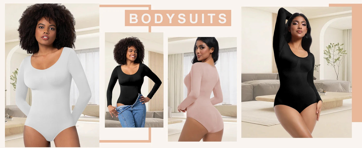 Thong Shapewear Bodysuit Long Sleeve Seamless Waist Shaper