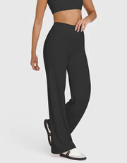 Women's Straight Leg Yoga Pants - Ultra Soft Mid-Waist Sports Trousers