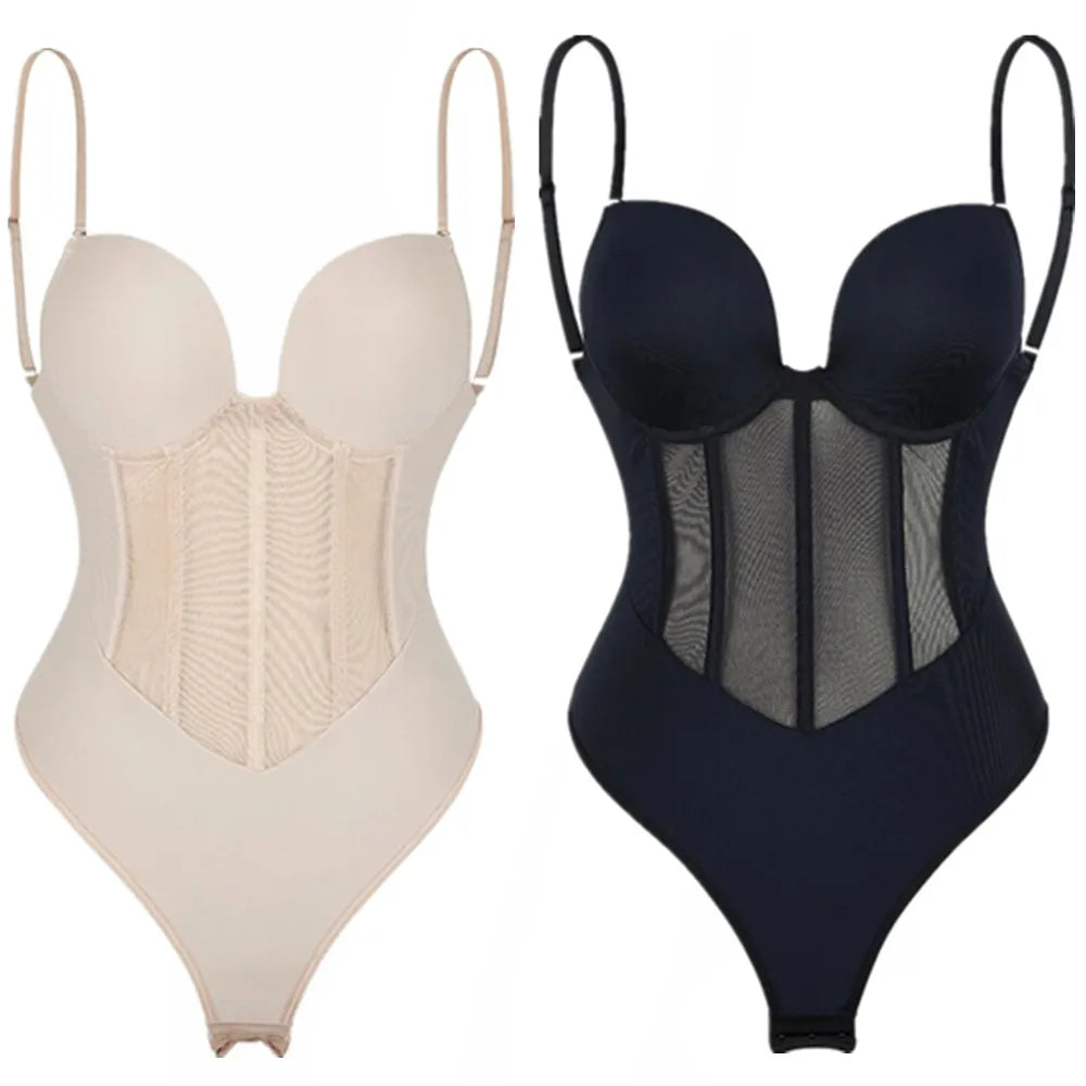 Backless Bodysuit Shapewear with Push Up Bra & Tummy Control