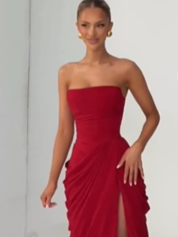 Backless Maxi Pleated Dress | OWNLUXE