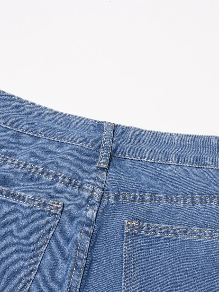 VGH Hollow Out Denim Pants - High Waist Slimming Trousers