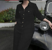 Women’s Wide-Leg Two-Piece Set with Turn-Down Collar Shirt