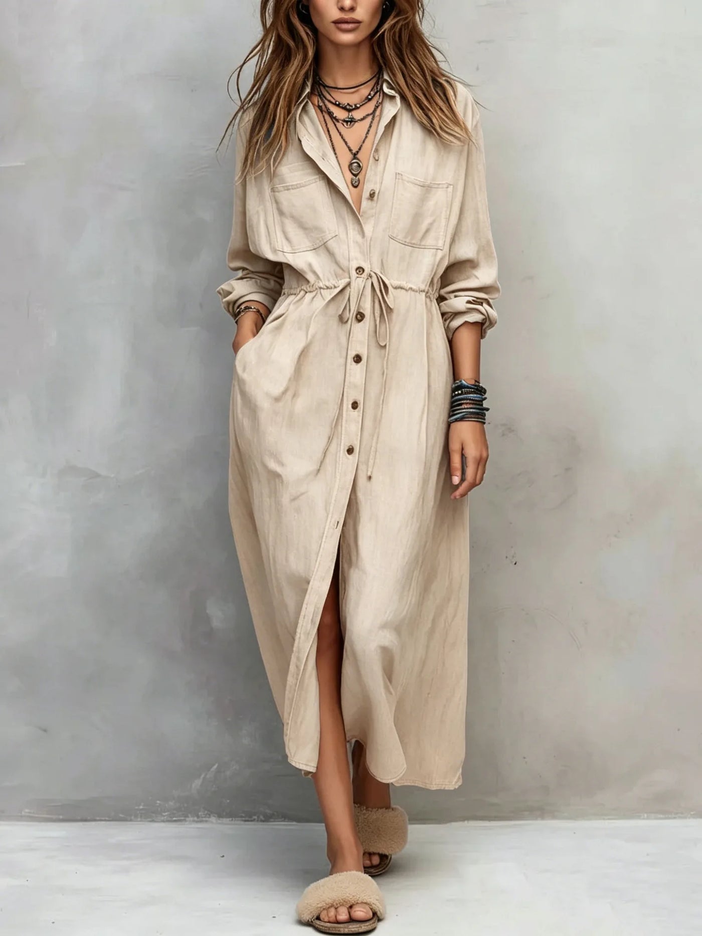 Vintage Long-Sleeve Maxi Dress | OWNLUXE