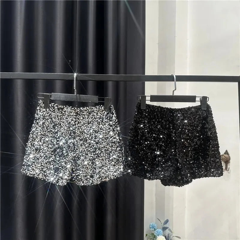 Velvet Sequin Shiny Shorts | OWNLUXE