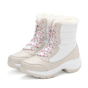 Winter Plush Mid‑Calf Boots – Warm Wedge Lace‑Up