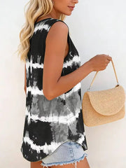 Tie-Dye V-Neck Sleeveless Relaxed-Fit Tank Top | OWNLUXE