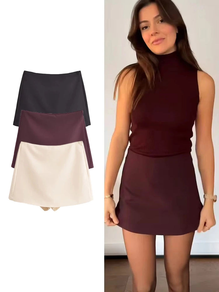 Zip-Up Mini Vintage High-Waist Skirt | OWNLUXE