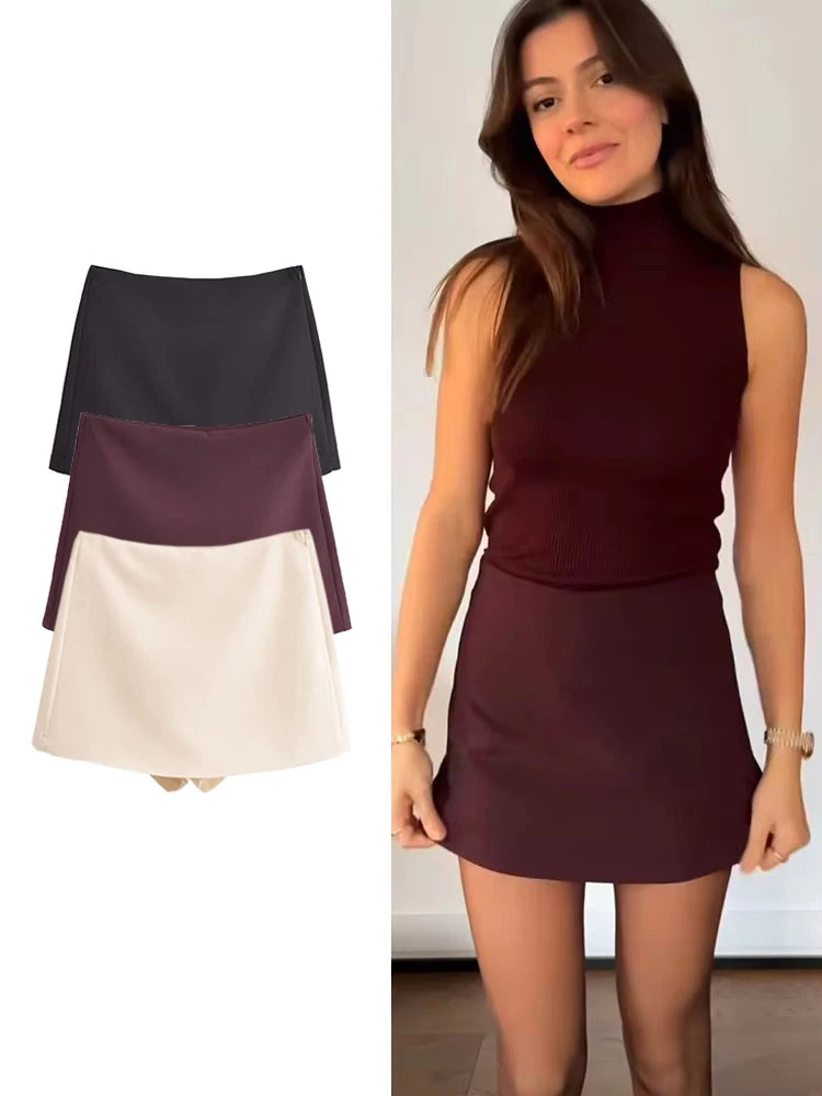 Zip-Up Mini Vintage High-Waist Skirt | OWNLUXE