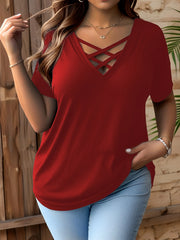 Women's Short Sleeve V-Neck Plus-Size T-Shirt – Shop at OWNLUXE