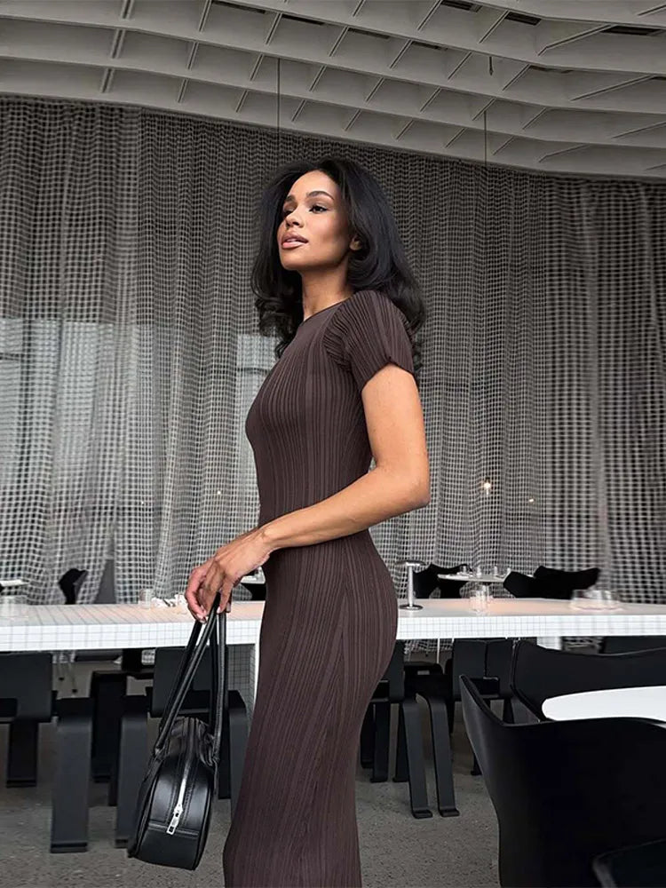 Short-Sleeve Knit Dress | OWNLUXE