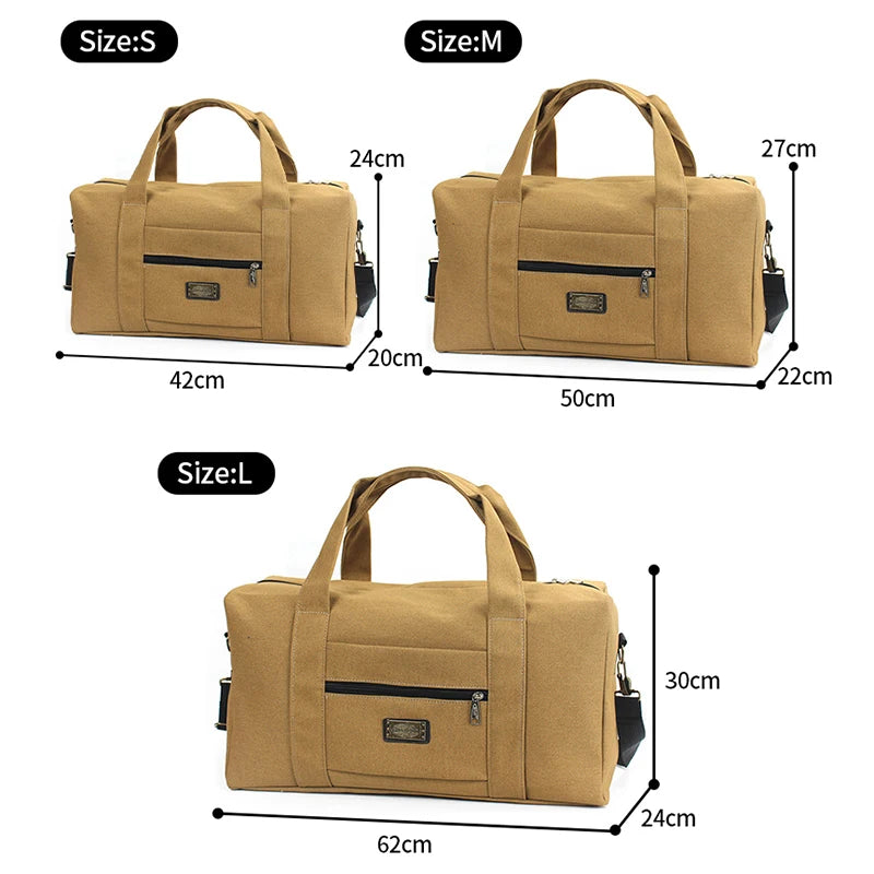 Canvas Travel Duffle Bag – Lightweight Weekender Holdall (S/M/L)