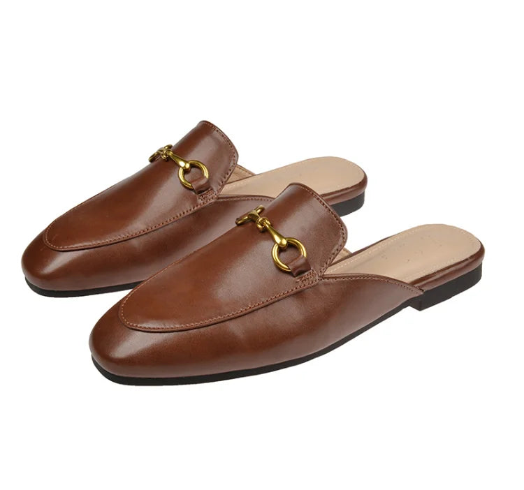 Women’s Chain Detail Flat Mules – Closed Toe Slides