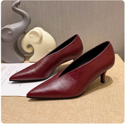 Women's Pointed Toe Pumps (Wine Chunky Heel) – Shop at OWNLUXE