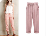 Load image into Gallery viewer, Cotton Linen Pants - Elastic Waist Ankle Length Casual Trousers

