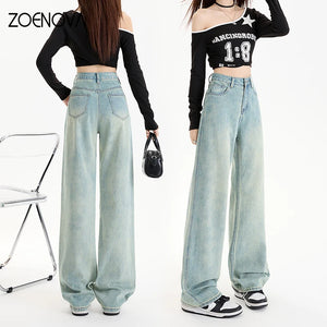 Vintage-Washed High-Waisted Jeans – Bold, Baggy & On-Trend | Jean Taille Haute Délavé – Ample, Audacieux et Tendance