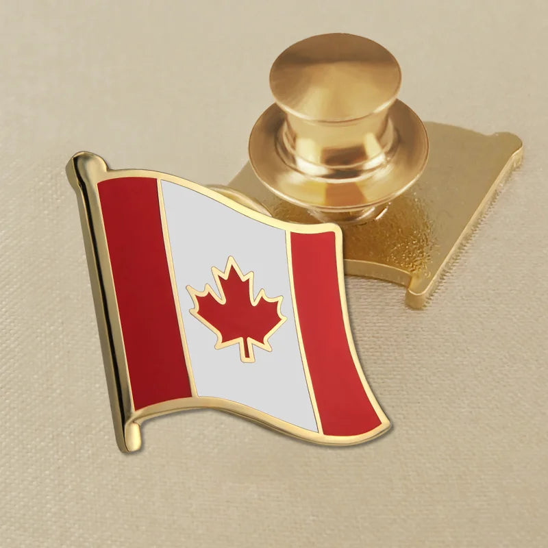 Canada Map Flag National Emblem Brooch - Lapel Pin Badge for Clothing & Official Use