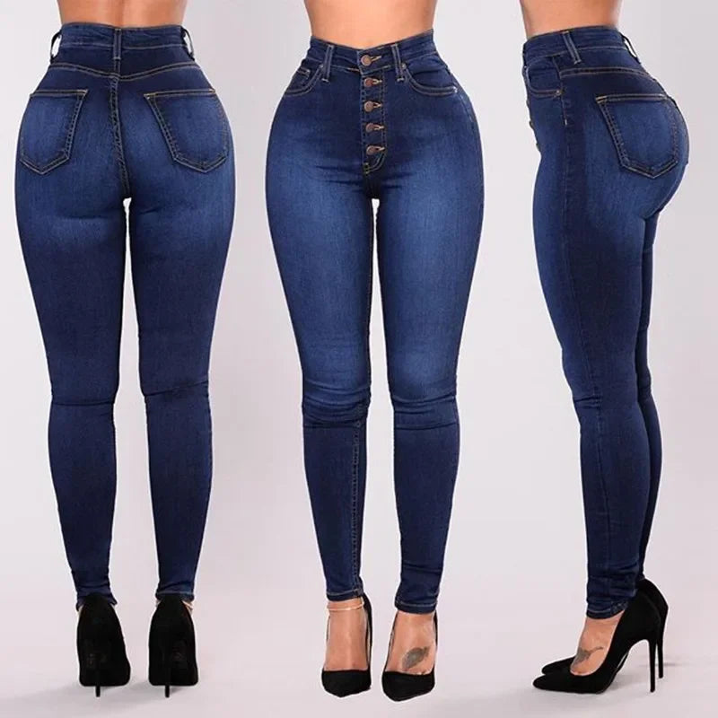 High-Waist Push-Up Jeans - Stretch Skinny Mom Jeans for Women