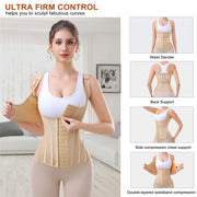 MiiOW U-shaped Waist Trainer Corset Women Shaper Waist Trainer Steel Bone Slimming Mesh Breathable Women's Tank Top Shapewear