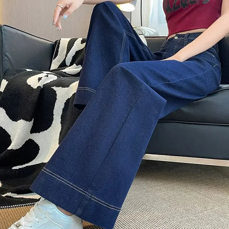 Korean Fashion Wide Leg Jeans - High Waist Baggy Denim Pants