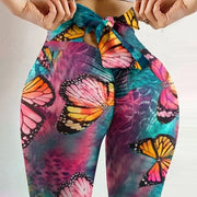 High-Waist Printed Bow Yoga Leggings | OWNLUXE