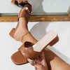 Open-Toe Leather Block-Heel Pumps | OWNLUXE