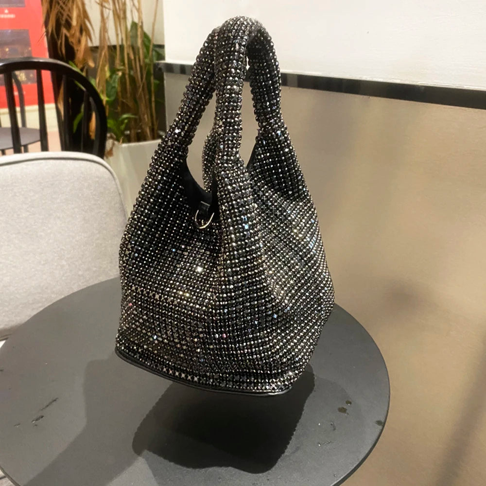 Crystal Bucket Evening Bag (Gold) | OWNLUXE