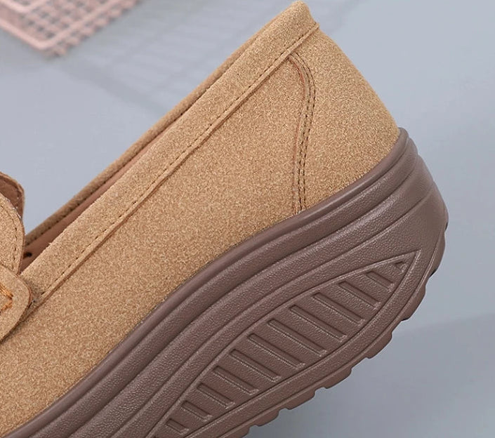 Women's Suede Platform Loafers - Slip-on Flats | OWNLUXE