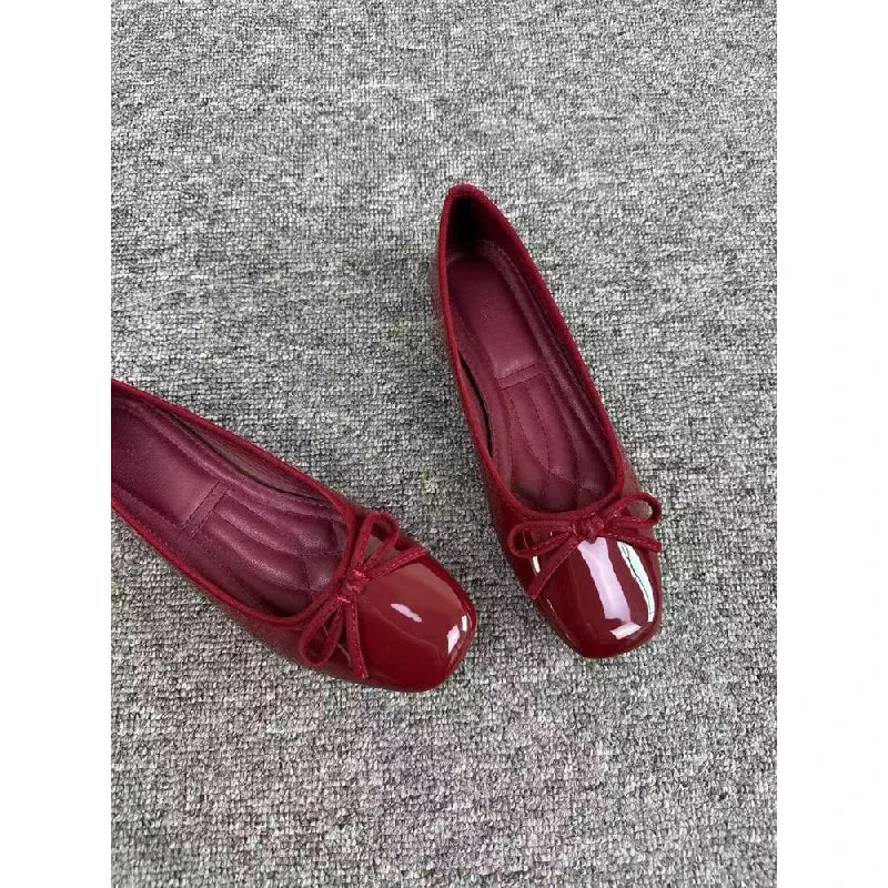 Women's Square Toe Leather Flats (Off-White) – Shop at OWNLUXE