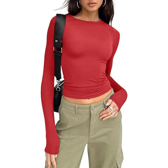 Four Long-Sleeve Slim-Fit Blouse | OWNLUXE