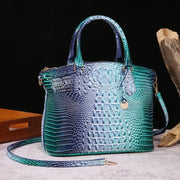 Crocodile Embossed Leather Handbag - Classic Shoulder Bag