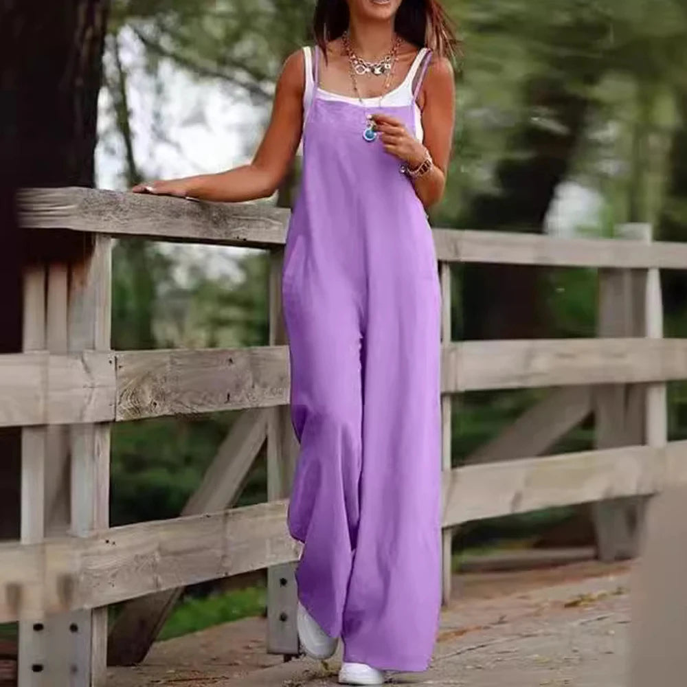 Summer High-Waist Wide Leg Jumpsuit – Full-Length Elegance
