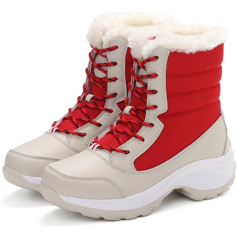 Chic Mid-Calf Winter Platform Boots with Plush Lining