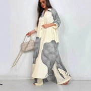 Women’s Printed Long Shirt & Pants Set – Loose Spring/Summer