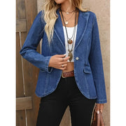 Denim Extended-Size Long-Sleeve Blazer | OWNLUXE