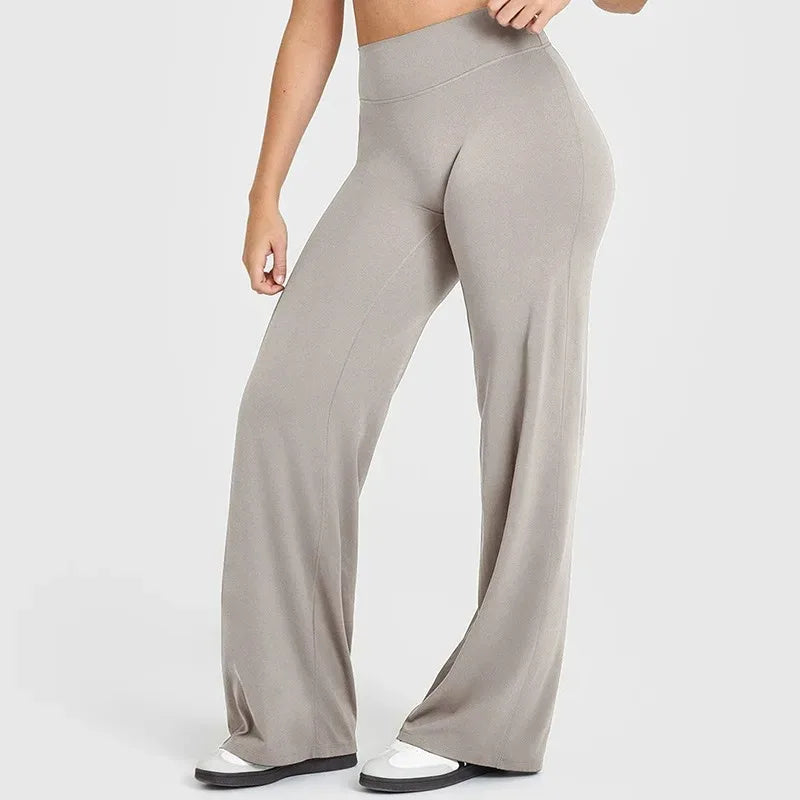 Women's Straight Leg Yoga Pants - Ultra Soft Mid-Waist Sports Trousers