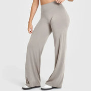 Women's Straight Leg Yoga Pants - Ultra Soft Mid-Waist Sports Trousers