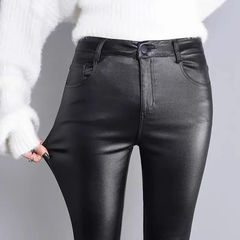Faux Leather Leggings – High Waist Shiny Stretch