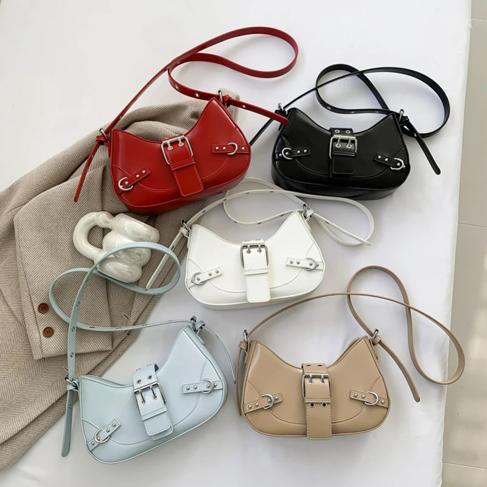 Women's Gothic Crescent Crossbody Bag – Punk Style Hobo Shoulder Bag