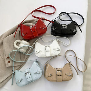 Women's Gothic Crescent Crossbody Bag – Punk Style Hobo Shoulder Bag