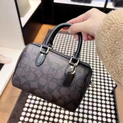 Genuine Leather Boston Bag Women Luxury Designer Handbag
