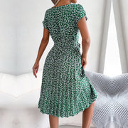 Floral Midi Gaun Berlipat Accessory | OWNLUXE