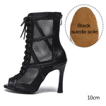 Load image into Gallery viewer, Mesh Zip Dance Ankle Boots – Cuban Heel Ballroom &amp; Latin
