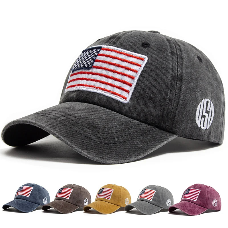 Cotton Retro Baseball Cap Flag | OWNLUXE