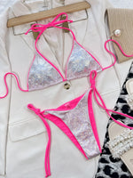 Load image into Gallery viewer, Bikini 2024 Sexy Triangle Shining Sequins Swimwear Swimsuit Women Halter Bikinis Set Bathing Suit Beach Bikini Female Banadores
