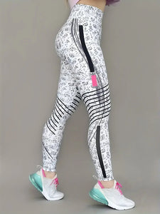 Women's Mid-Waist Printed Leggings – Sporty, Stretchy & All-Season Wear